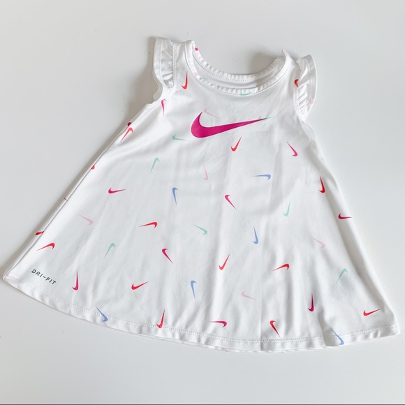 Nike Other - 🇺🇸 SALE Nike Baby White Dress With Colorful Nike Swoosh Print 6 Month